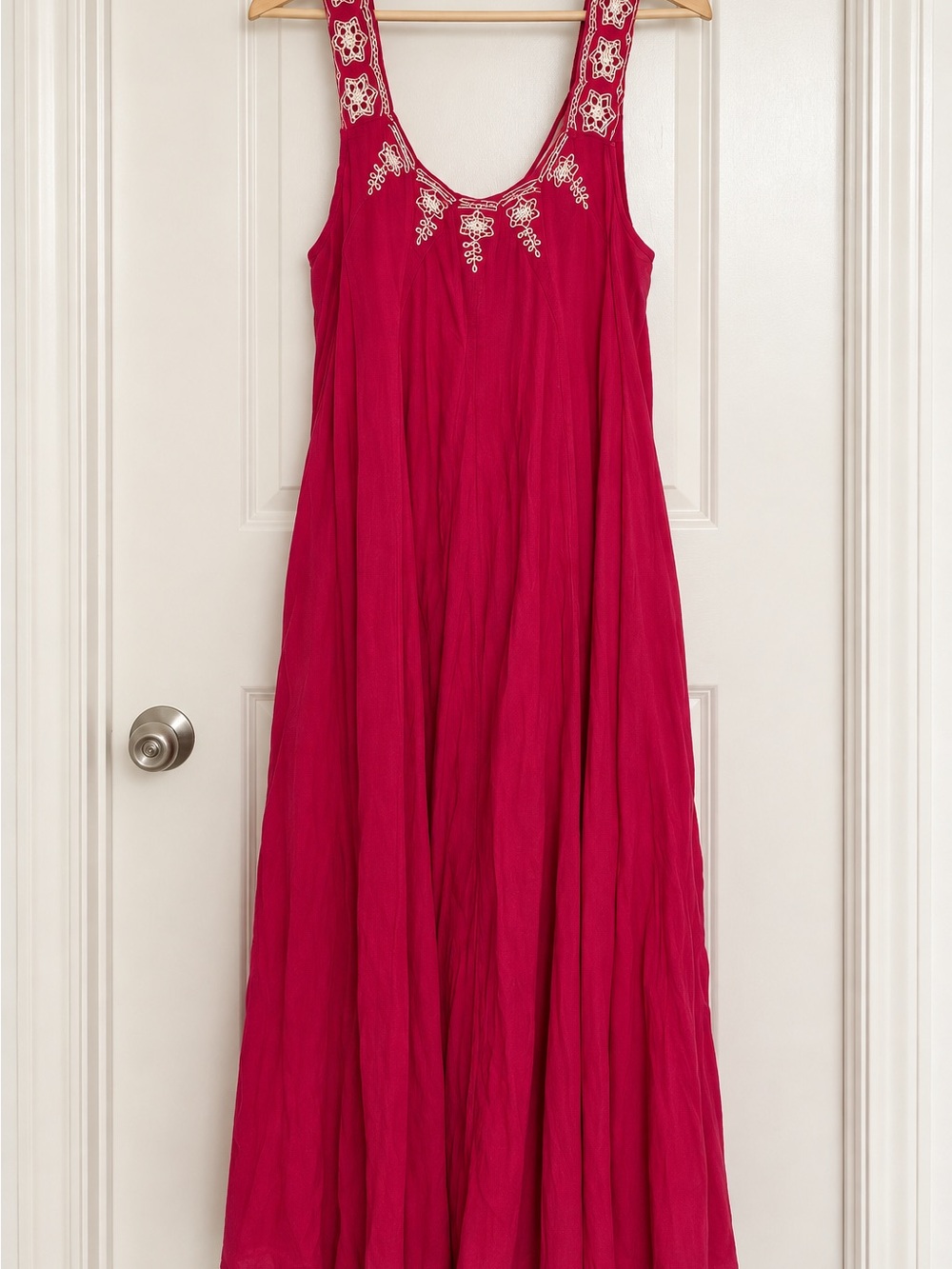Free People Sleeveless Embroidered Fuchsia Maxi Dress